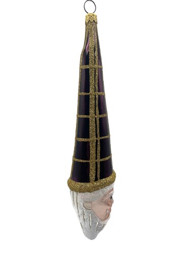 Patricia Breen Winter Wizard Bordeaux Plaid Santa Head Christmas Ornament Decor - Picture 6 of 10