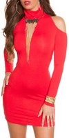 Sexy Koucla Minikleid Mit Sexy Back + Rollkragen Rot Partykleid Abendkleid