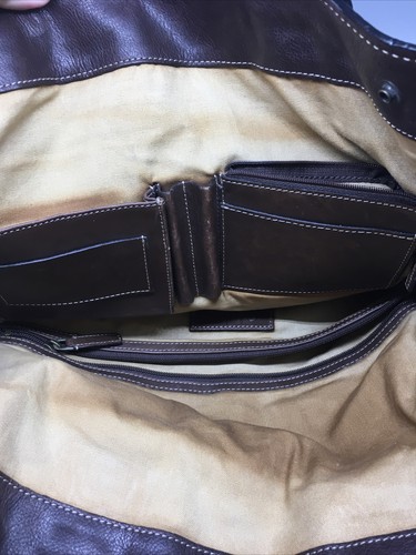Cole Haan Large Leather Travel or Business Two Straps Tote Bag - Brown distress - Picture 6 of 12