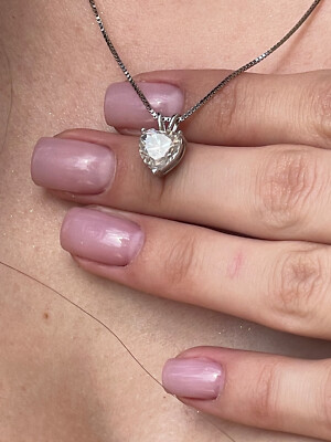 2 Karat Diamant Anhänger Halskette Herz Diamant Schmuck 18 Karat Weißgold Vermel