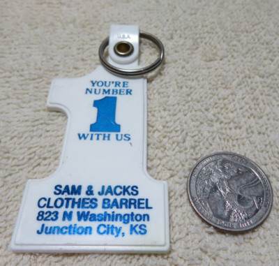 Vintage Key Chain Advertising Collectible SAM & JACKS CLOTHES JUNCTION CITY, KS