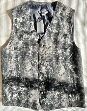 NWT JOHN VARVATOS Men Jacquard Black/Off-White/Gray Vest US46/EU56 Made in ITALY