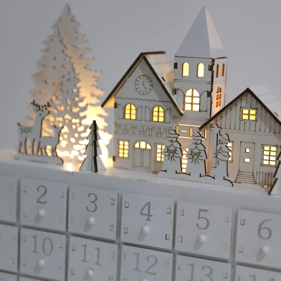 Casa Calendario de Adviento de Madera de Navidad con 24 Cajones Cuenta Regresiva para Navidad De Foto 4 de 4