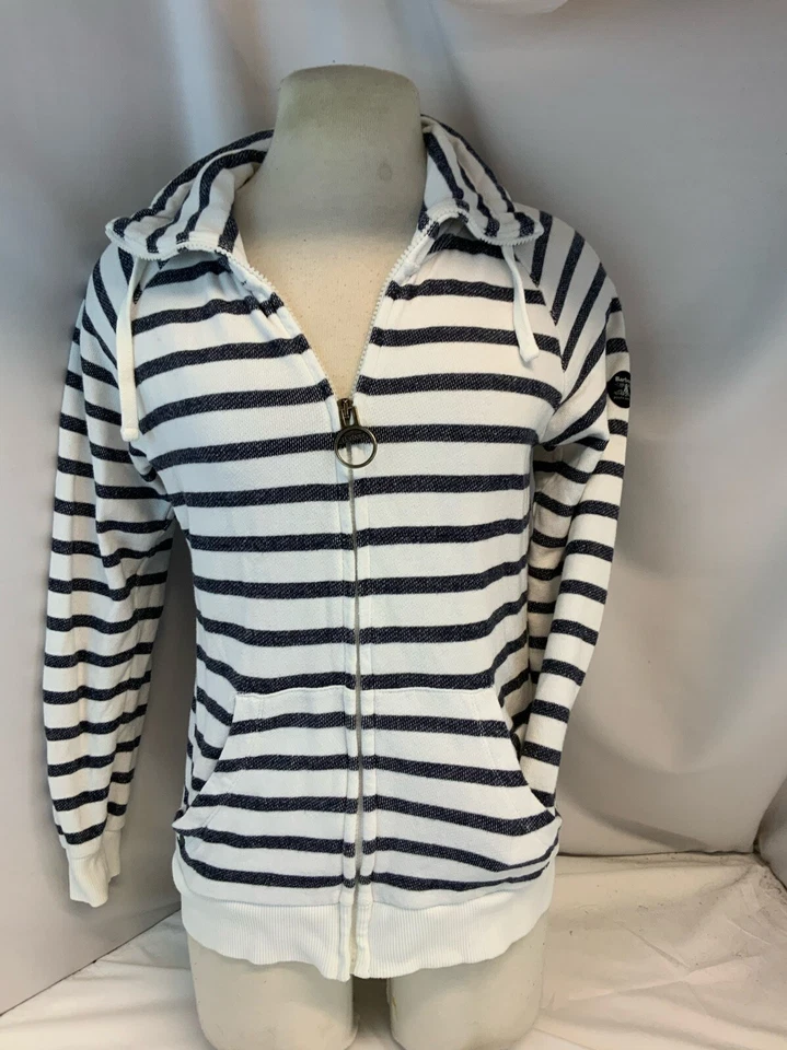 Chaqueta Barbour South Shields Talla 8 Blanco Negro Rayas Algodón Pavo YGI I1-138 Foto 2 de 4