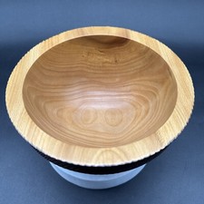 Handmade Jerry Rhoads Signed Carved Sycamore Wooden 8  Bowl Turned And Carved