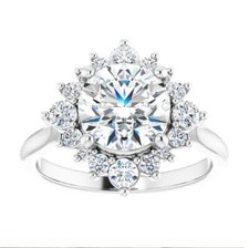2.39 Ct Round Simulated Diamond Wedding Engagement Ring 14K Real White Gold 7