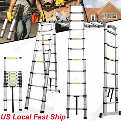 Aluminum Ladder Telescopic Extension Multi-Purpose Scaffold Heavy Duty 10.5-17FT
