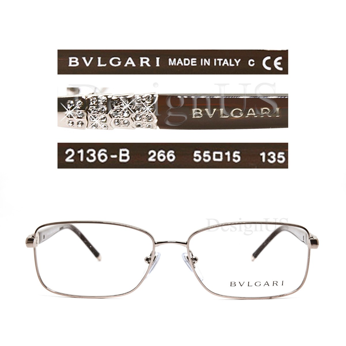 BVLGARI 2136-B 266 Eyeglasses 55/15/135 - Made in Italy - New
