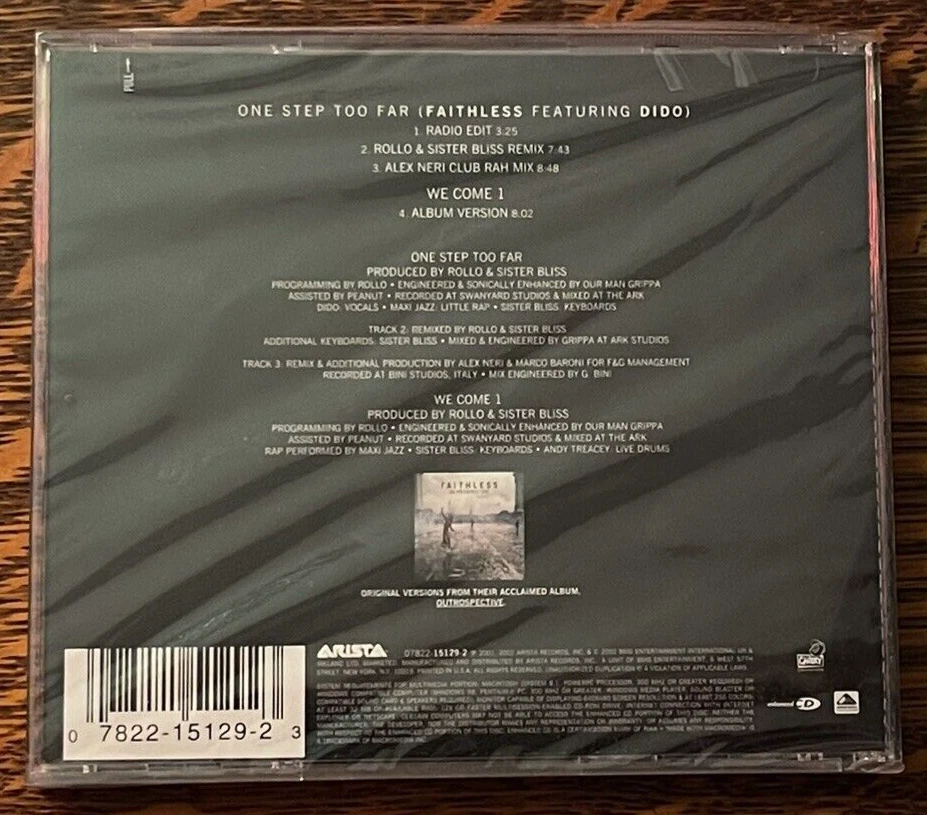 SEALED CD~ FAITHLESS-FEATURING DIDO~ONE STEP TOO FAR~HYPE STICKER~NEW OLD STOCK - Imagem 4 de 4