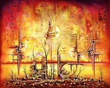 Sun Shine in my Mind -Giclée print of surreal painting from Africa