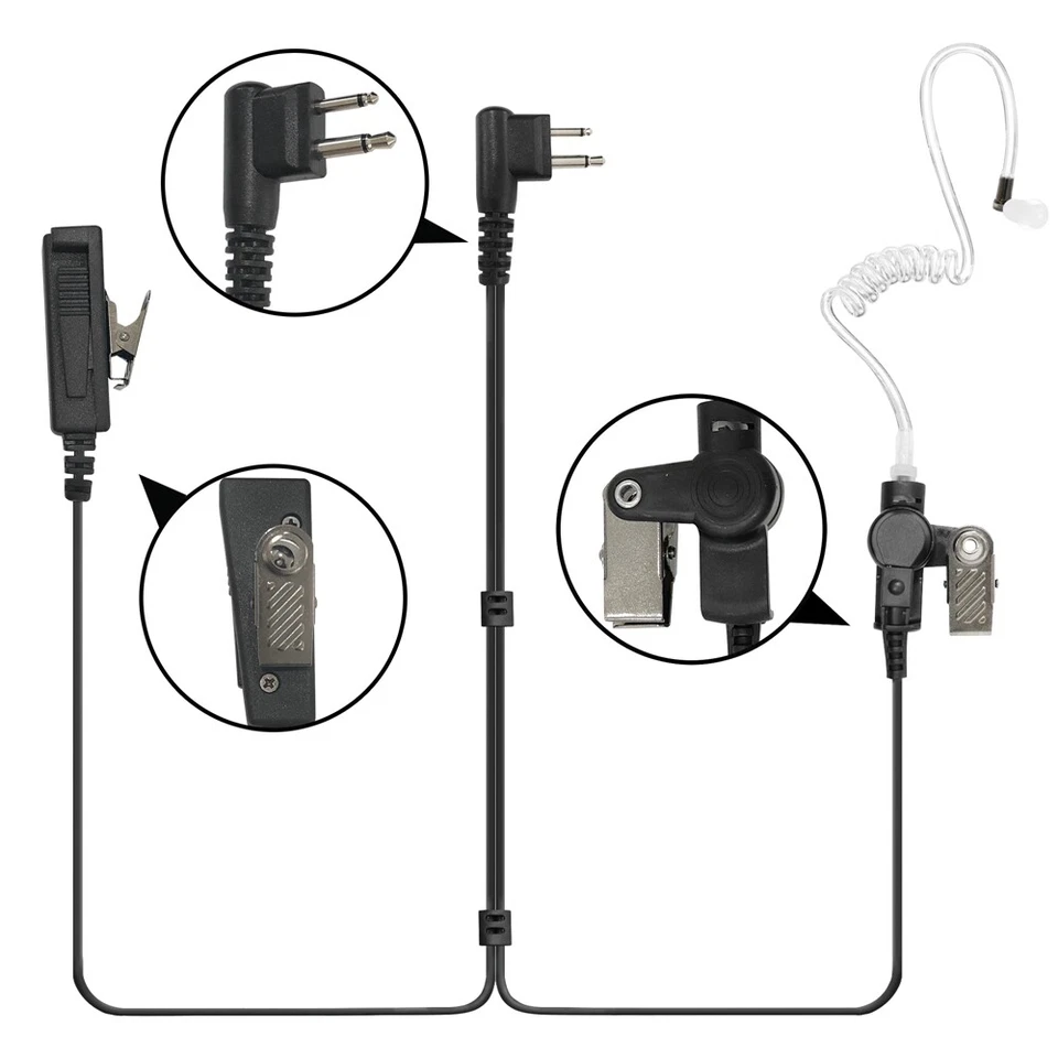 2 WIRE SURVEILLANCE MIC EARPIECE FOR CP200 PR400 EP450 RADIO HEADSET 10X - Image 3 of 4