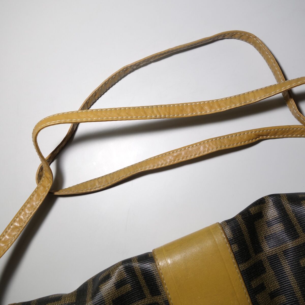 Vtg 1980's Fendi FF Zucca Coated Canvas & Leather Monogram Vtg 1980's Fendi FF Zucca Coated Canvas & Leather Monogram