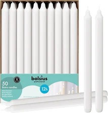 White Candlesticks Bulk Pack 50 Count - Unscented Dripless 11.5 Inch Household &