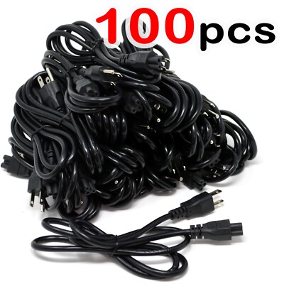 PC 3-Prong Mickey Mouse AC Power Cord for Laptop PC Printers LOT Wholesale
