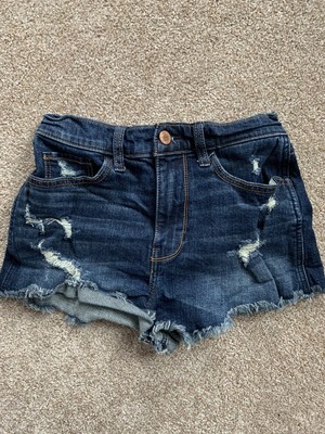Distressed High Rise Denim Jean Shorts 