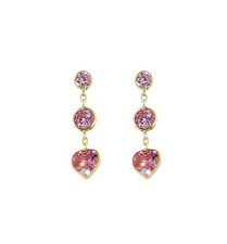 14K Yellow Gold Pink Cubic Zirconia Post Earrings