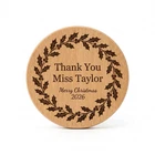 Personalised Teacher Christmas Gift Engraved Wooden Coaster Thank You Xmas