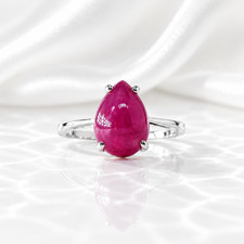 Solid 925 Sterling Silver Natural Ruby Pear Shape Gemstone Ring