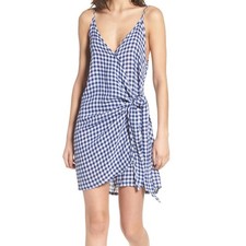 Rails Blue Gingham Malia Dress Wrap Style Size M
