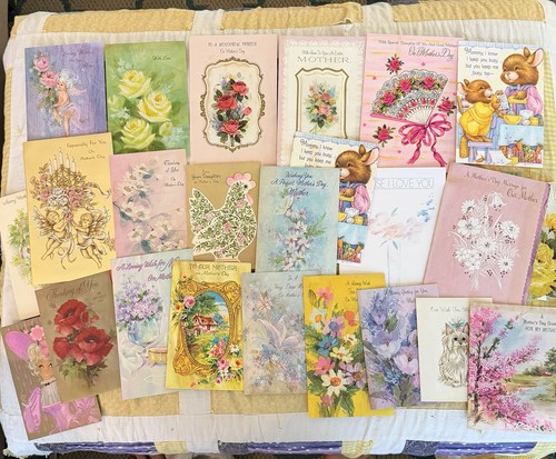 Lot Of 24 Used Vintage Mother’s Day Cards, 1960’s, Use For Craft/ephemera