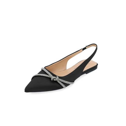 Journee Collection Womens 8 M Black Rebbel Embellished Slip On Flats NIB XN5