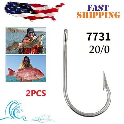 7731 20/0 Stainless Steel Super Large shark Fishing Hook Big Game Fish Tuna US
