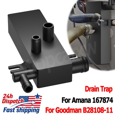 #ad For GOODMAN B28108 11 AMANA 167874 Drain Trap Fits Air Conditioner Furnace Black $46.99