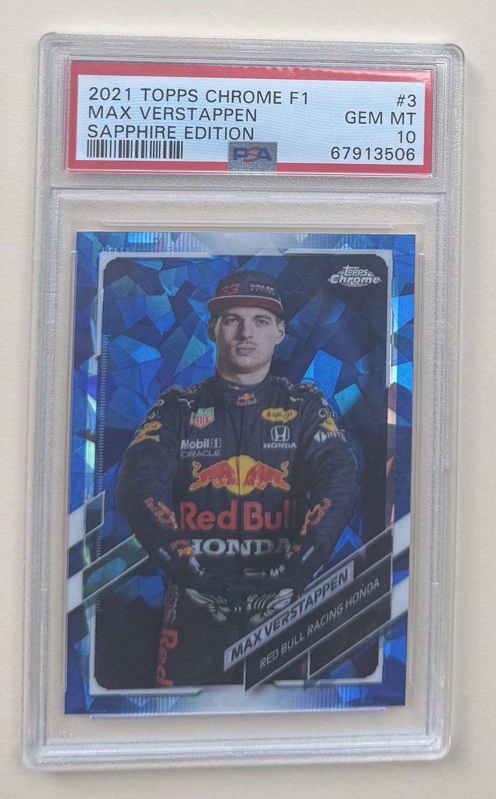 2021 Topps F1 Chrome Sapphire Max Verstappen Portrait PSA 10 