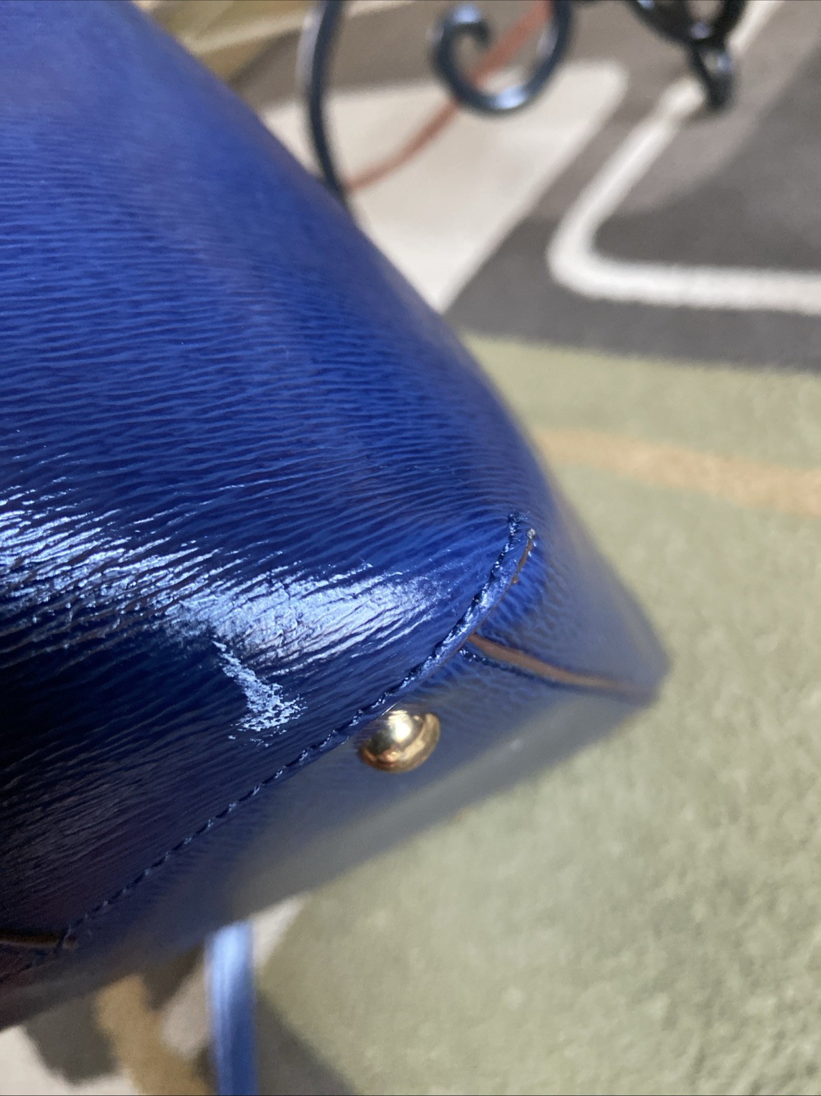 Lauren Ralph Lauren Blue Leather Tote Bag Med Side Shoulder Strap Classy Classic thumbnail 14