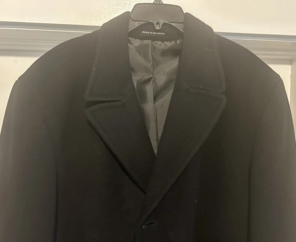 Abrigo Ralph Lauren etiqueta azul lana pesada para hombre negro talla grande Foto 2 de 4