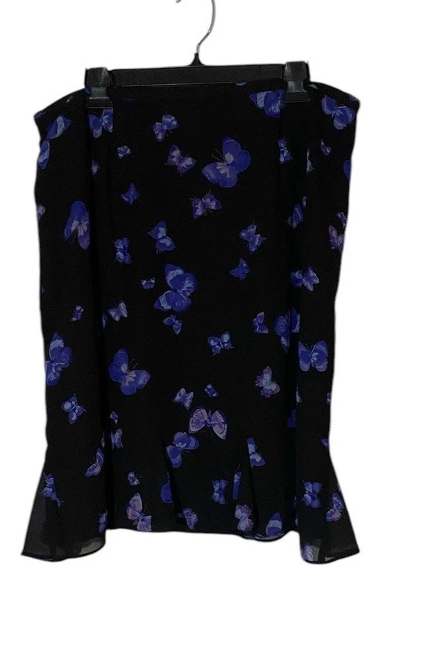 Vtg Y2k 90s Women's Black Butterfly Ruffle Grunge Whimsigoth Witchy Skirt Sz XL - Image 3 of 4