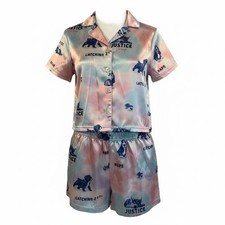 Justice Sleep Girls Pajama Set S 7/8 Satin Puppy Dog Tie Dye Short Sleeve Shorts