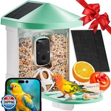 VEVOR Smart Bird Feeder Camera with 3 Solar Panels, Solar Powered
