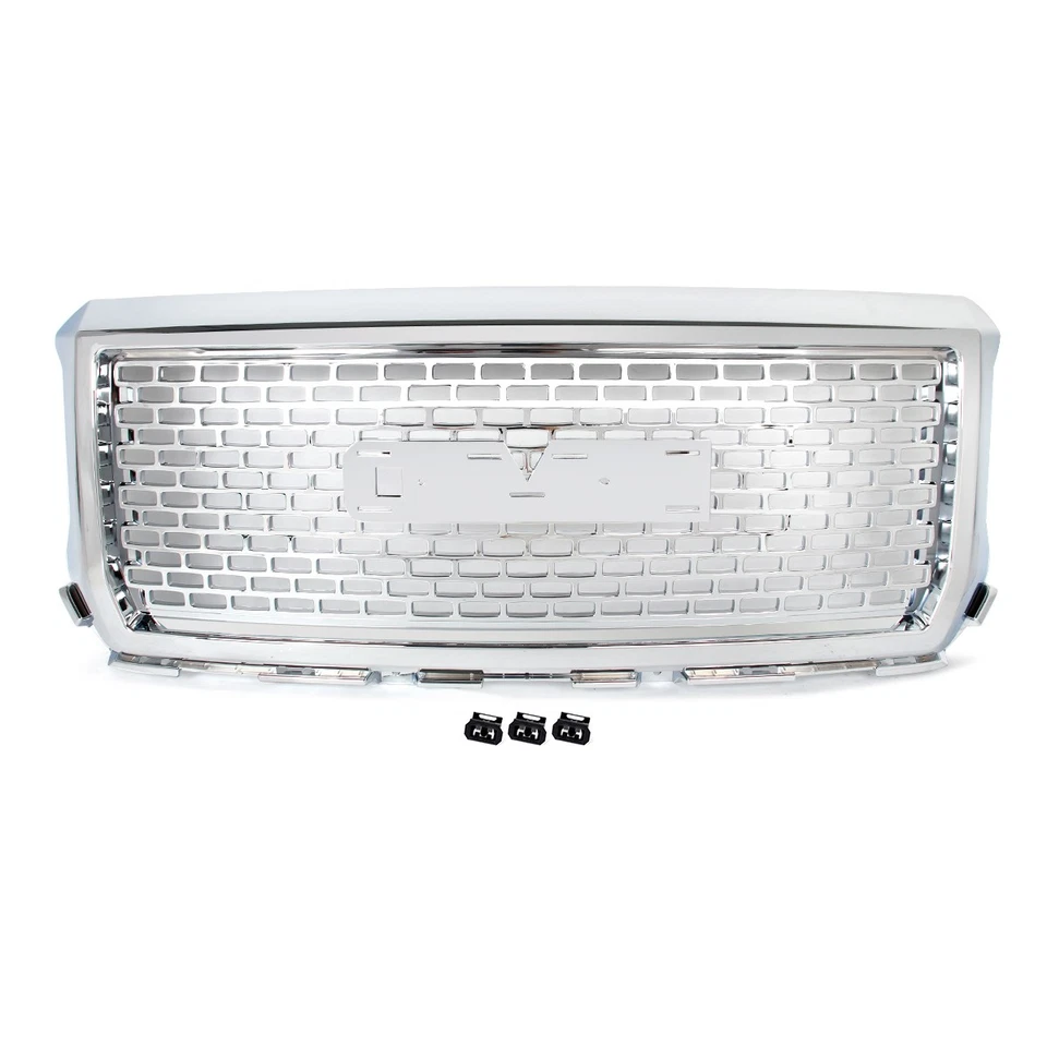 Denali Style Front Bumper Hood Upper Grille Chrome For 2014 2015 GMC Sierra 1500 - Изображение 2 из 4