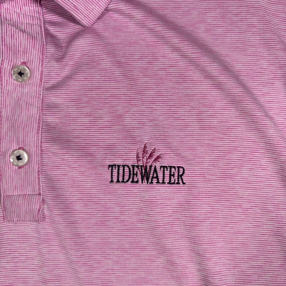 Footjoy Polo Shirt Mens Large Pink Striped Golf Performance Stretch Casual - Image 3 of 4