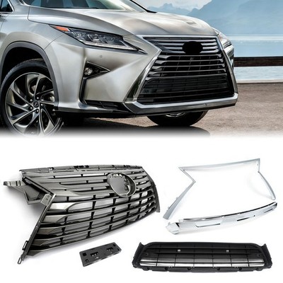 For 2016-2019 Lexus RX350 RX450H Front Grille Chrome Molding Bezels & Trim Set