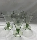 Set of 4 Vintage Light Green Depression Glass