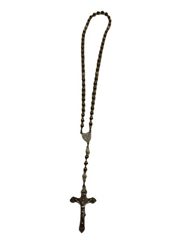 Antique MILITARY WW1  WWII "PULL CHAIN" COMBAT Metal Brass (?) CROSS ROSARY