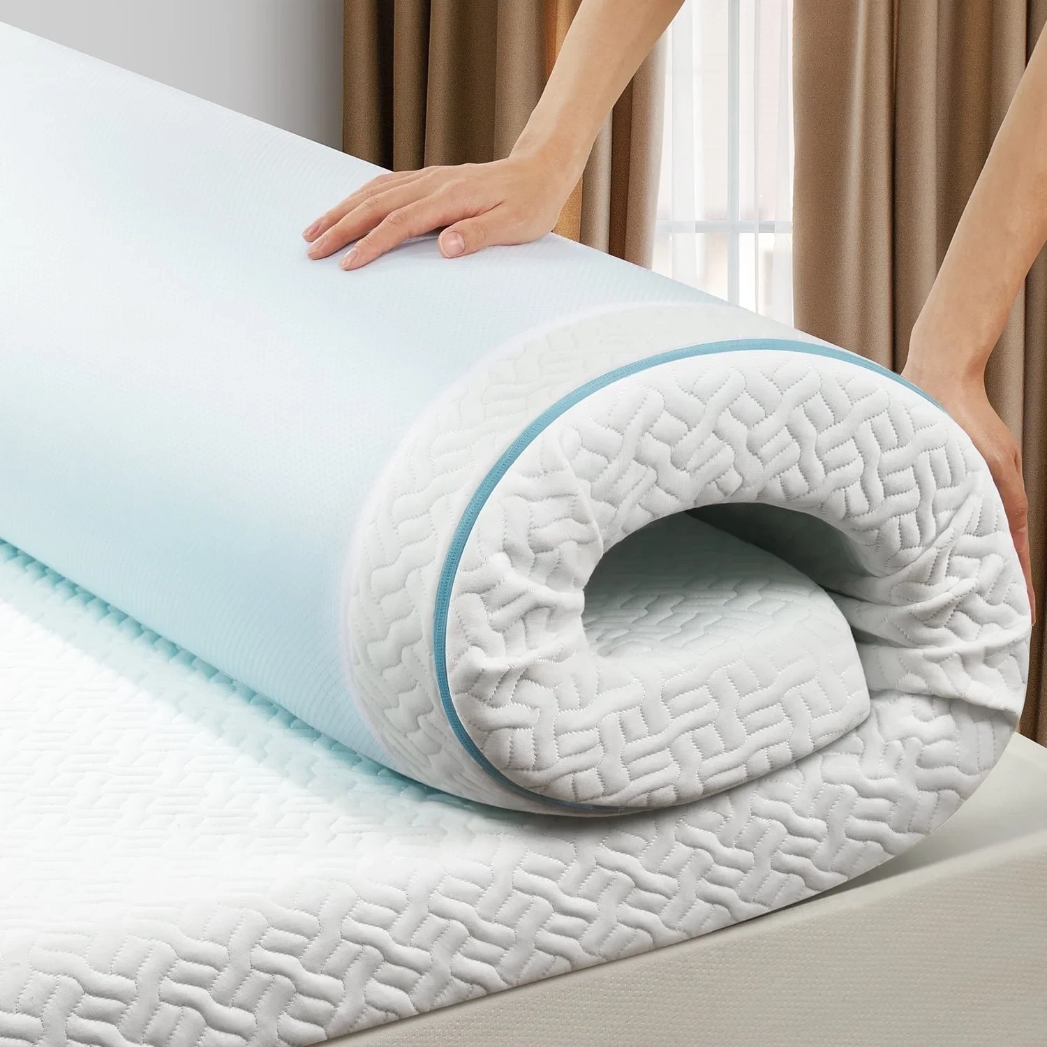 3 inch Non-Slip Gel Memory Foam Mattress Topper Cooling CertiPUR-US Certified Wa