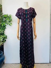 Long Dark Purple Green Pink Long Boho Kaftan Dress 12 14
