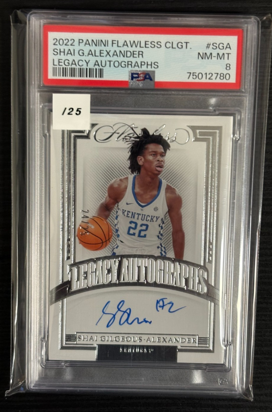 SHAI GILGEOUS ALEXANDER 2022 FLAWLESS COLLEGIATE LEGACY AUTO /25 PSA KENTUCKY