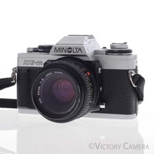 Minolta XG-M Chrome SLR Film Camera w/ 50mm f2 Prime Lens EXC 