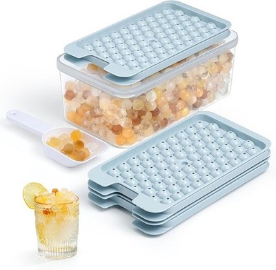 3 Pack Mini Ice Cube Trays with Lid & Bin Easy Release BPA Free