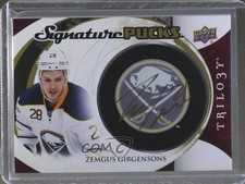 2015 Upper Deck Trilogy Signature Pucks Primary Logos Zemgus Girgensons Auto 5h0