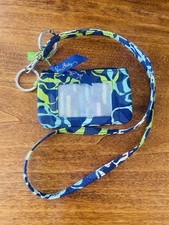 Vera Bradley Zip ID Case Zipper Pouch Coin Purse Keyring Katalina Blues NWT