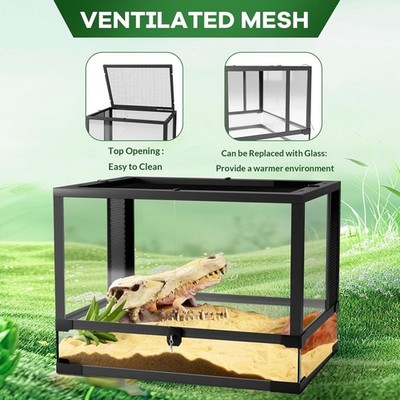 GRAVEE 24x18 Inch Reptile Terrarium 34 Gal Aluminum Frame Ventilated Anti-Escape