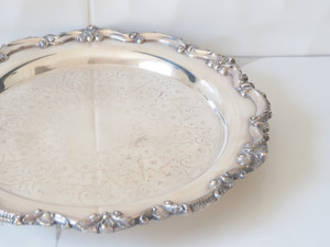 Bristol Silverplate Footed Tray by Poole, 12in Round Silver Plate Drinks Tray