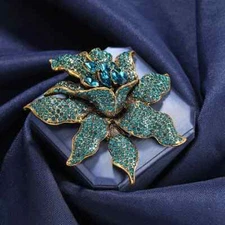 Vintage Orchid Rhinestone Brooch Women Luxury Jewelry Accessories Banquet Pin