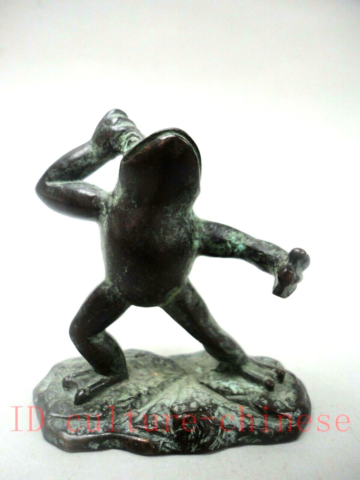 Chinese Bronze Carving Frog statue Pendant desk Decoration gift old Collection