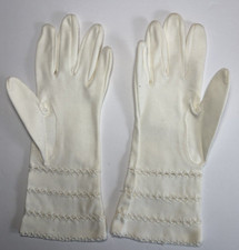 Ladies Vintage Formal Gloves White w fancy Stitching Excellent Condition